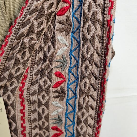 Raga [Sample] Blouse Tank Top Open Front Flowy Beige Size Small - Picture 5 of 8